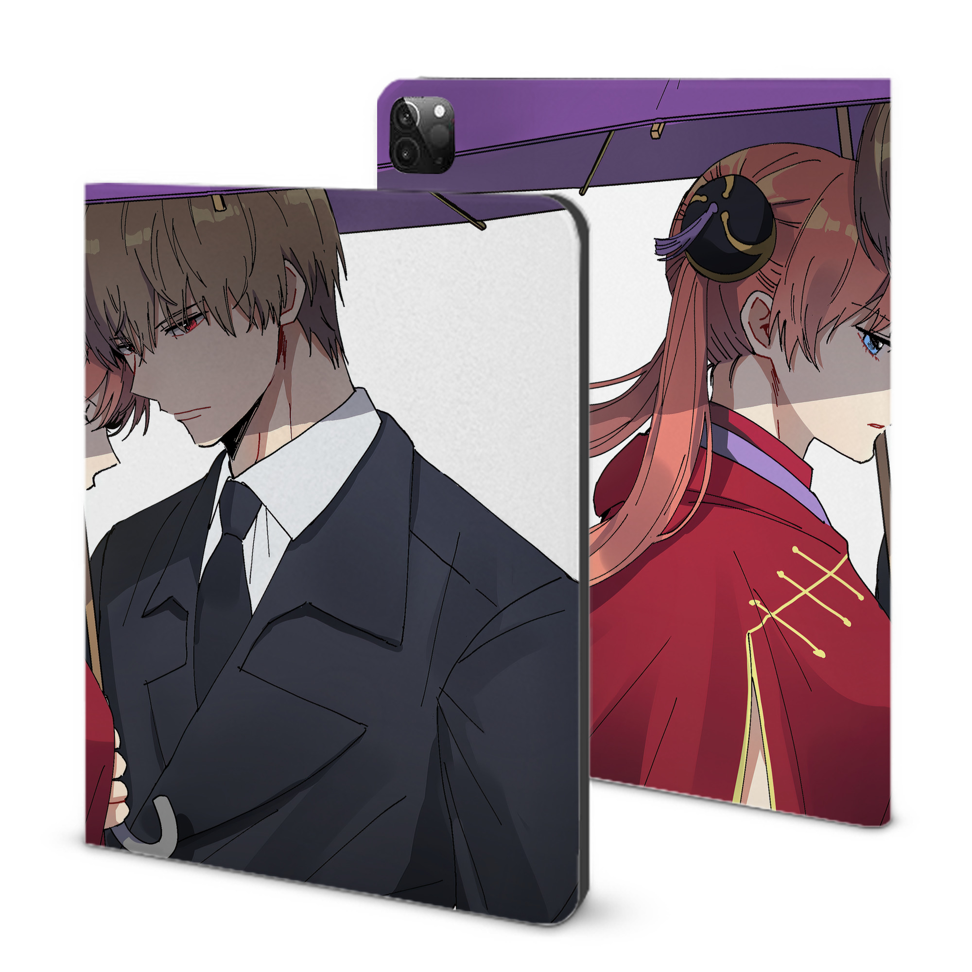 （画像用） ぎんたま 坂田銀時（さかたぎんとき） 神楽 志村新八（しむら しんぱち） GINTAMA Sakata Gintoki Kagura Shimura Shinpachi IPadケース ペンホルダー付き ブックスタイルデザイン